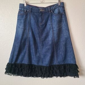 Tommy Hilfiger jean skirt modest with ruffle hem